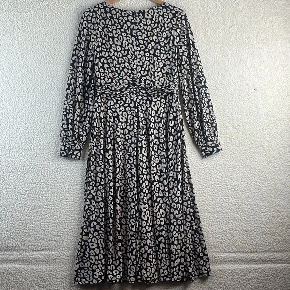 NWT Jessica Howard Womens Leopard Print Ruched Long Sleeve Midi Dress Size 6 - Picture 9 of 15